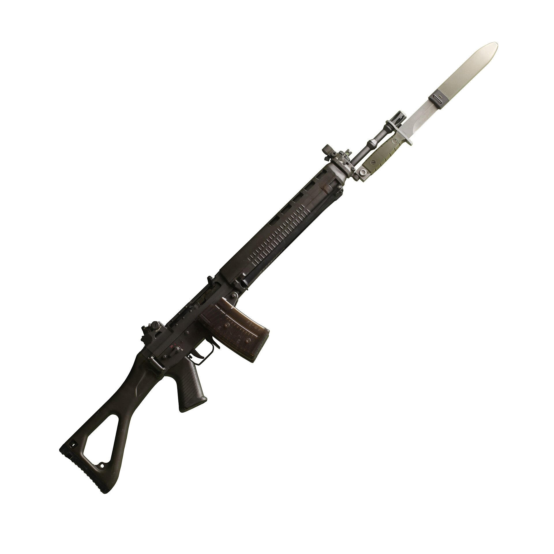 SIG 550 im Militärmuseum Morges, 17.07.2010. Rama / Wikimedia Commons. Via Wikimedia Commons. Illustration der SIG-Gewehrfamilie; nicht das konkrete Exportexemplar oder zwingend dieselbe Variante. Lizenzprüfung: 2026-09-26. SIG 550 im Militärmuseum Morges, 17.07.2010. Rama / Wikimedia Commons. Via Wikimedia Commons. Illustration der SIG-Gewehrfamilie; nicht das konkrete Exportexemplar oder zwingend dieselbe Variante. Lizenzprüfung: 2026-09-26.